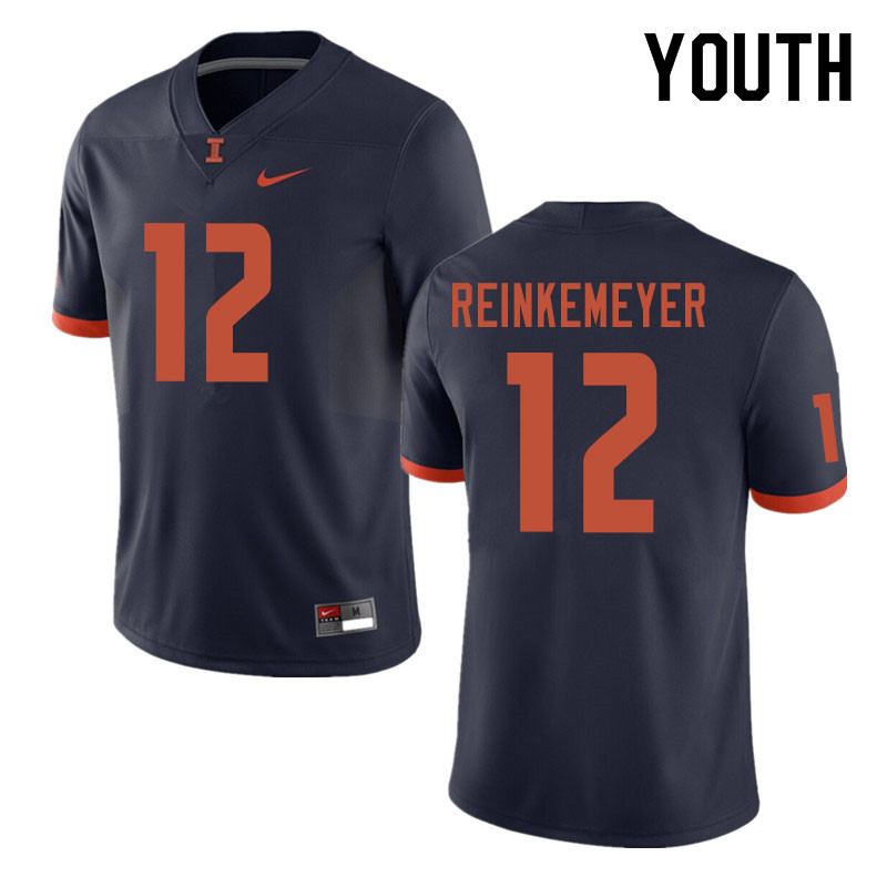 Youth #12 Charlie Reinkemeyer Illinois Fighting Illini College Football Jerseys Sale-Navy